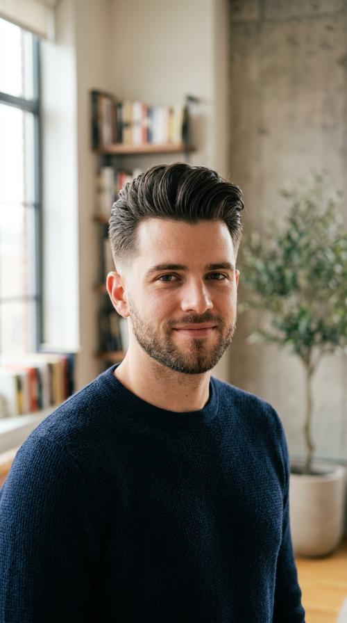 Modern Pompadour with Subtle Fade