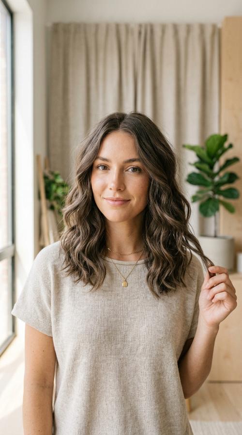 Mushroom Brown Beachy Waves