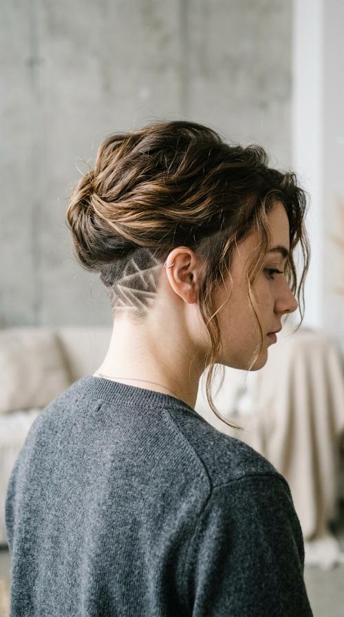 Nape Undercut with Geometric Patterns