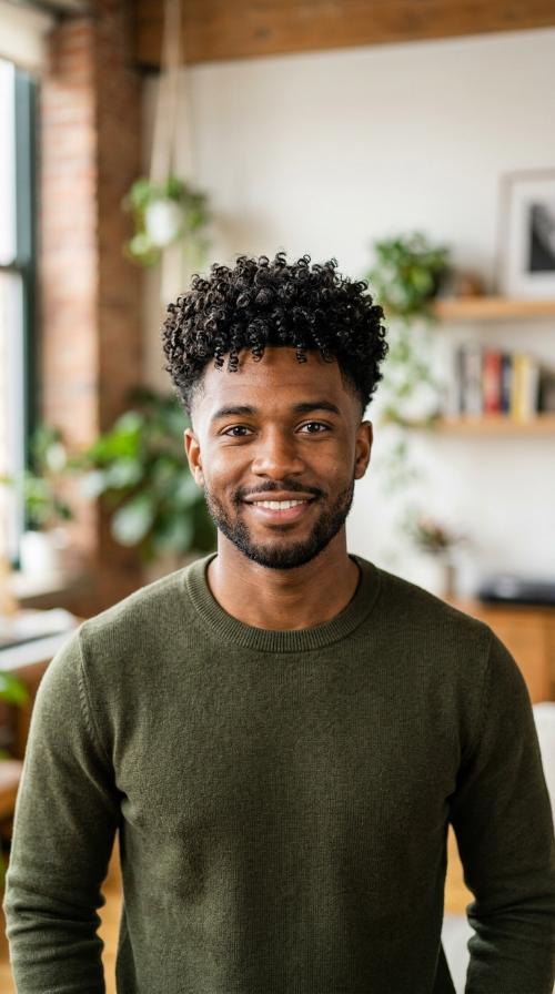 Natural Curls with Taper Fade
