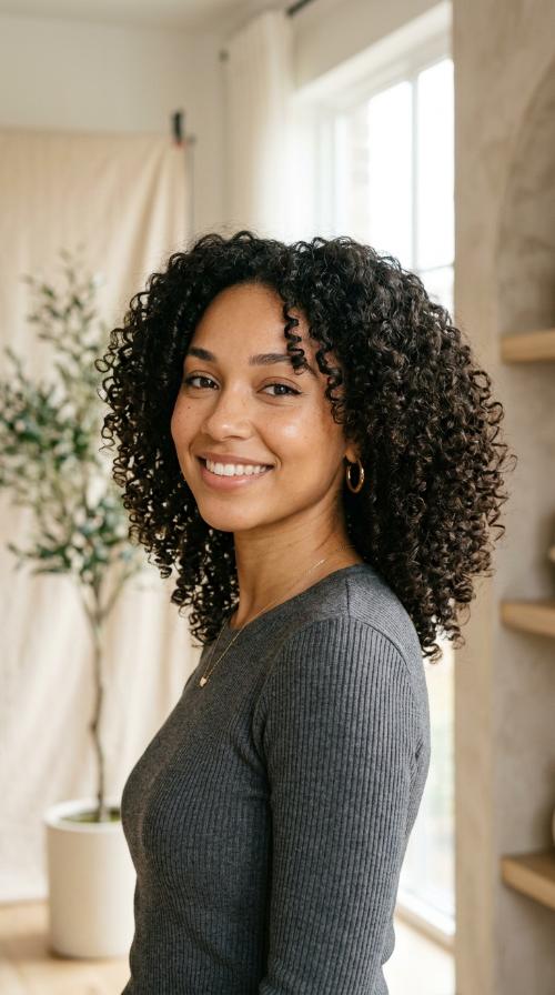 Natural Curls with Tapered Ends