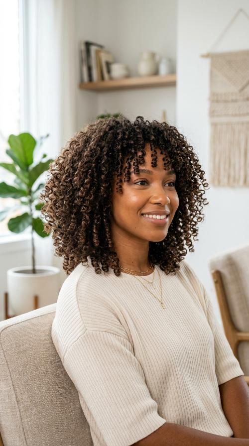 Natural Curls with Tapered Ends