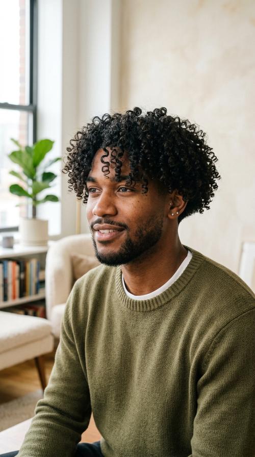 Natural Curls with Tapered Neckline