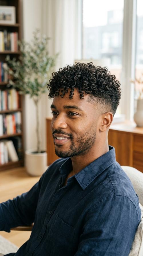 Natural Curls with Tapered Sides