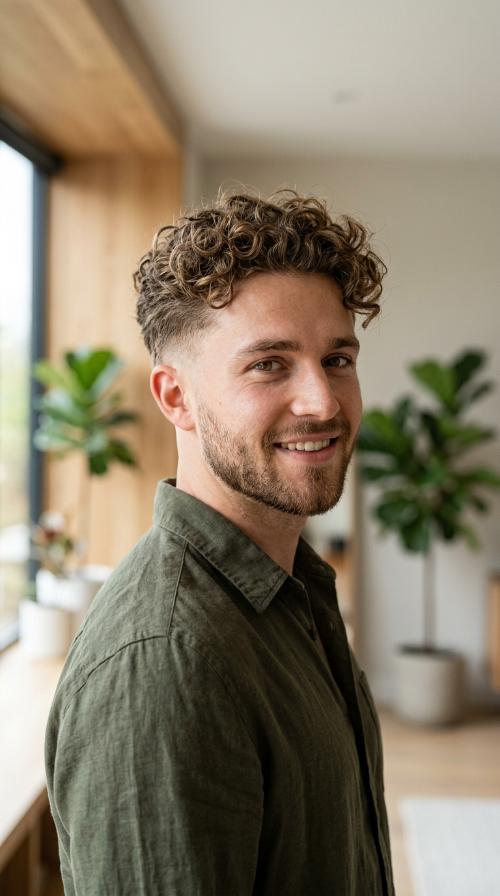 Natural Loose Curls with Taper