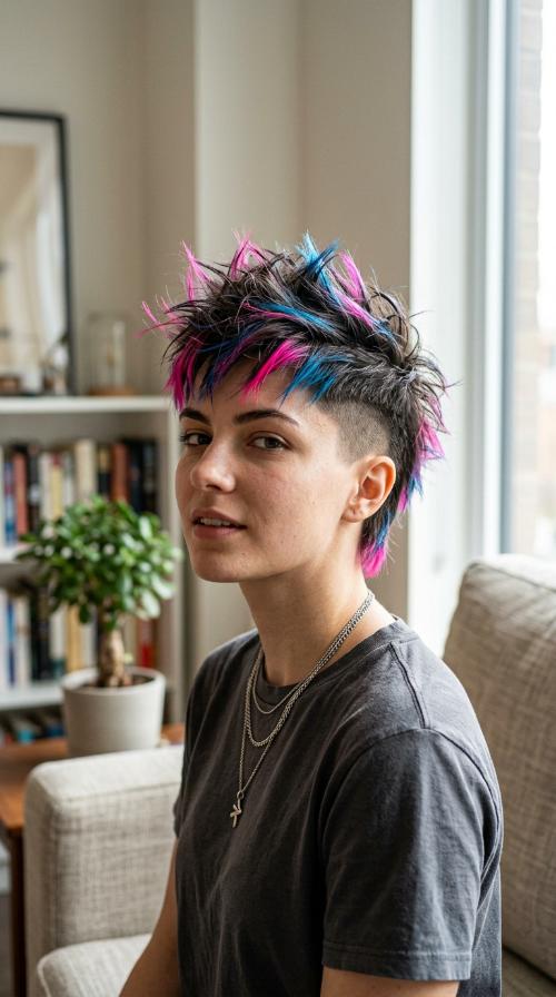 Neon-Tipped Spiky Undercut