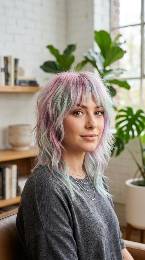 Pastel Colored Edgy Shag