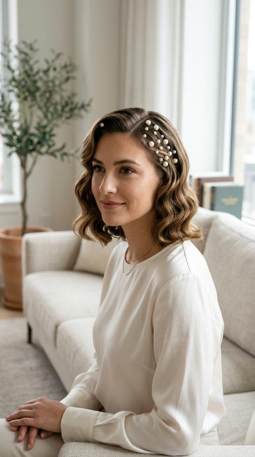 Pearl-Adorned Hollywood Waves