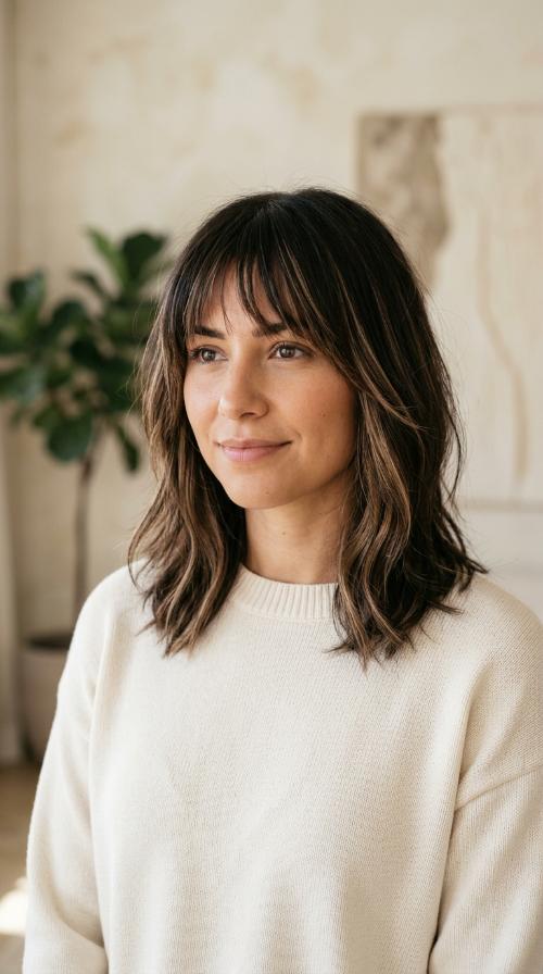 Piecey Fringe with Face-Framing Highlights