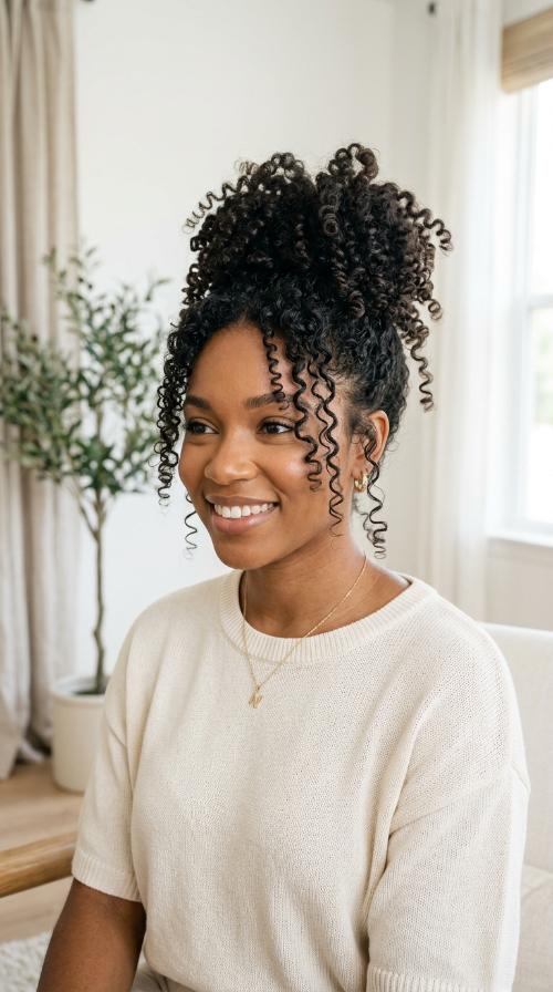 Pineapple-Inspired Updo with Tendrils