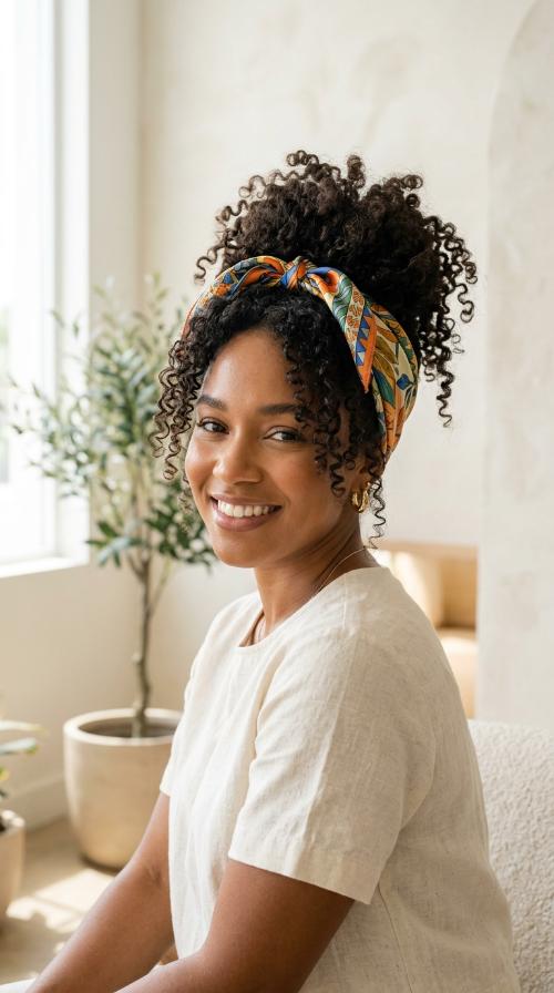 Pineapple Updo with Scarf