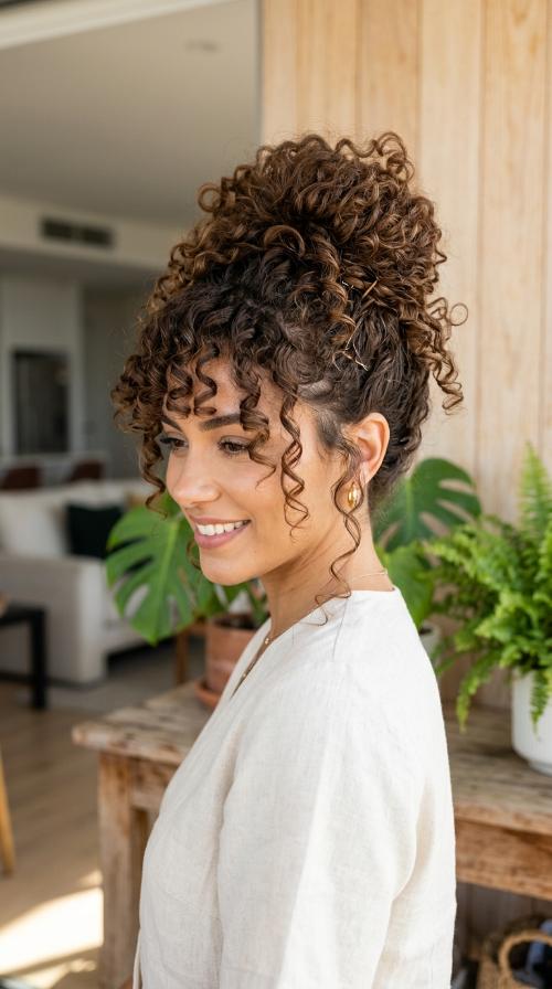 Pineapple Updo with Tendrils