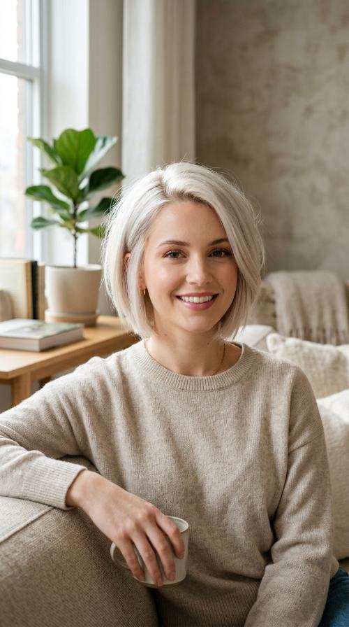 Platinum Blonde Inverted Bob