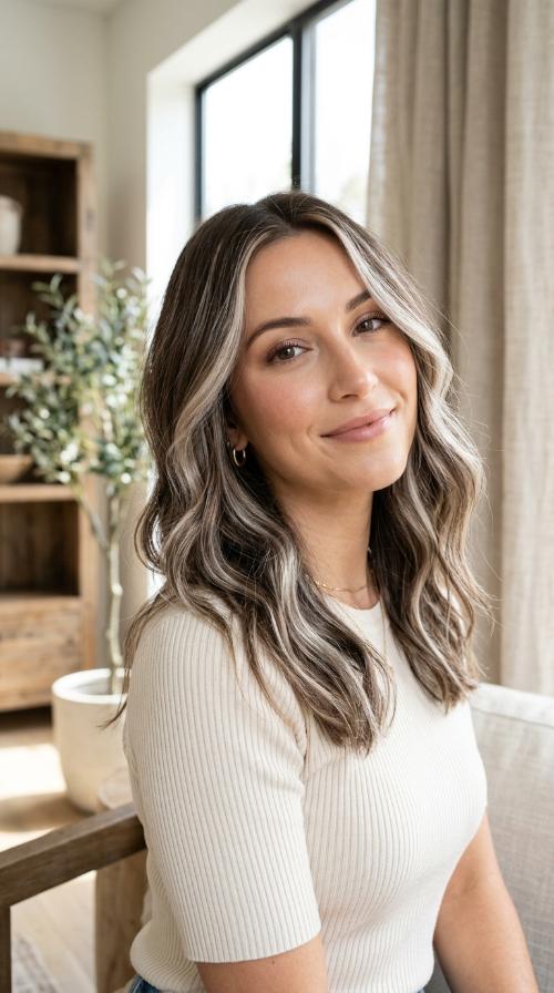 Platinum Highlights on Cool-Toned Espresso