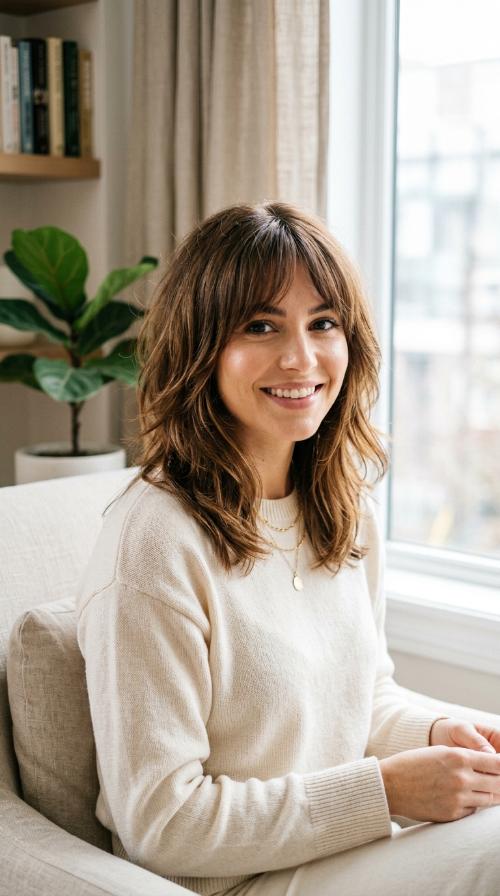 Polished Layers with French Girl Fringe