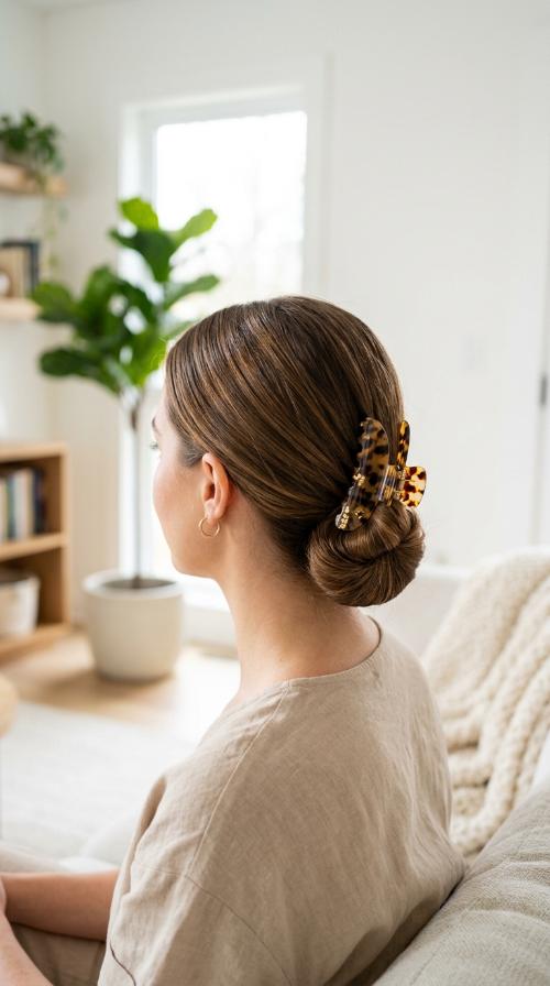 Polished Low Bun with Claw Clip
