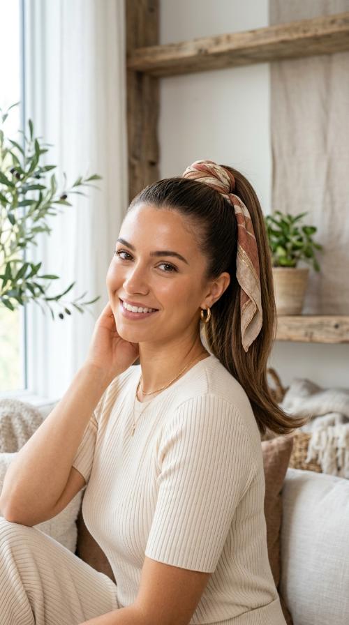Polished Ponytail with a Hair Wrap
