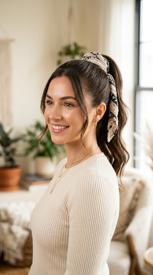 Polished Ponytail with a Hair Wrap