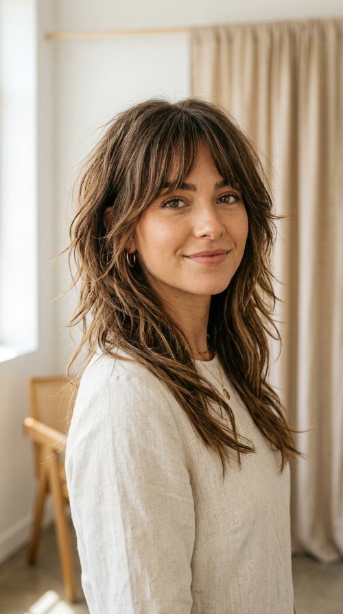 Razor-Cut Layers with Bardot Bangs