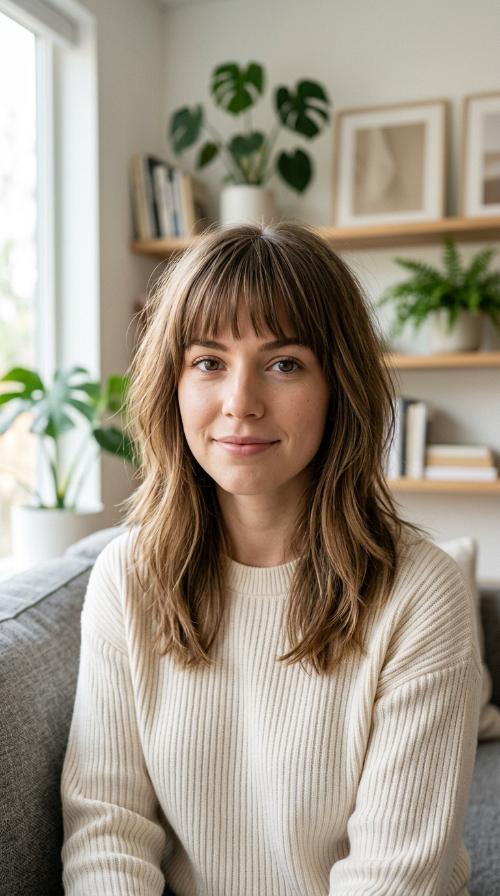 Razored Mid-Length with Straight-Across Bangs