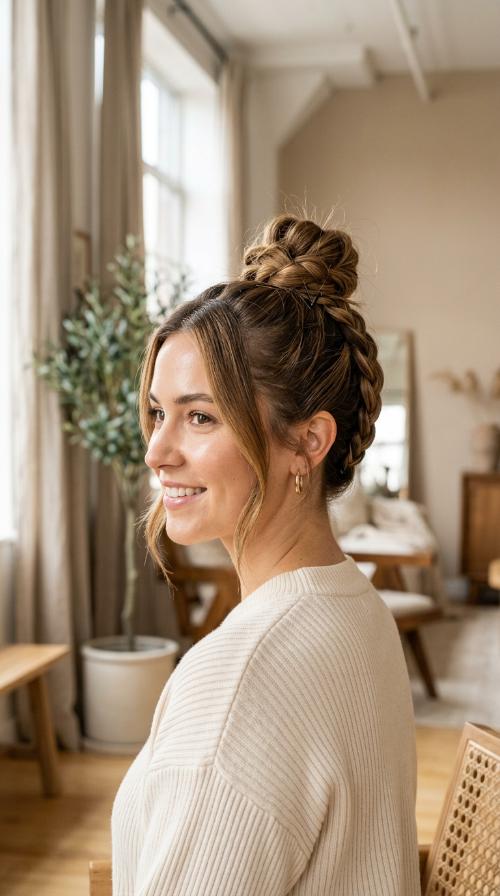 Reverse Braid Top Knot