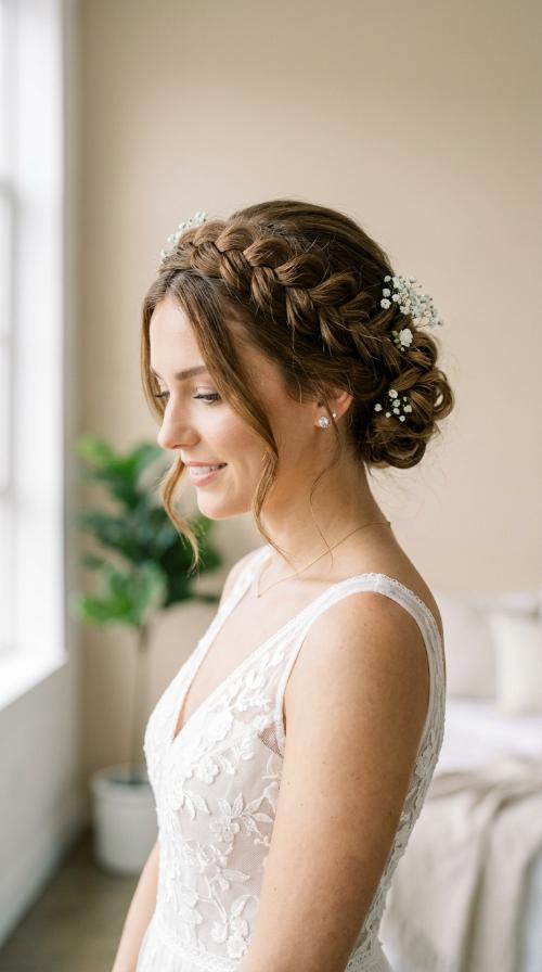 Romantic Braided Crown Updo