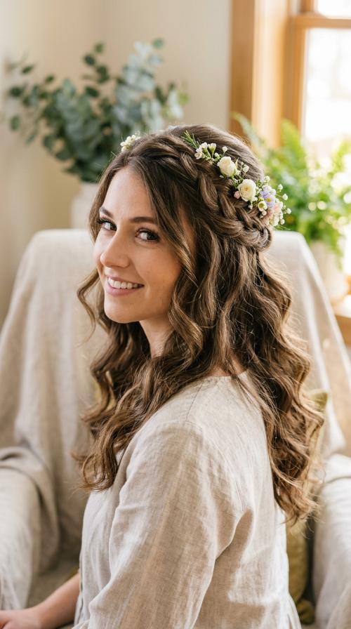 Romantic Floral Weave Half-Up