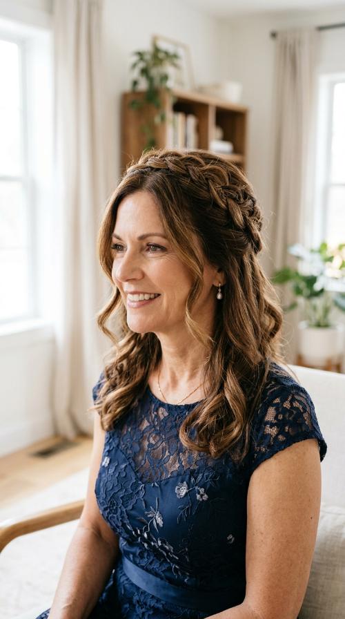 Romantic Half-Up Braided Crown
