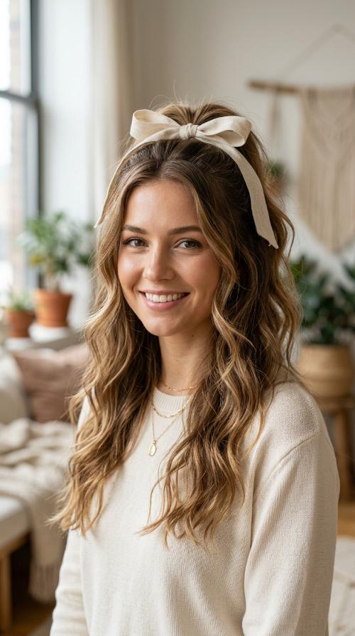 Romantic Ribbon Tied Half-Up