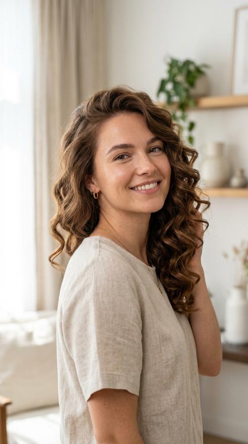 Romantic Side-Swept Curls
