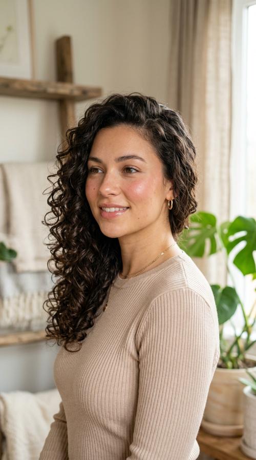 Romantic Side-Swept Curls