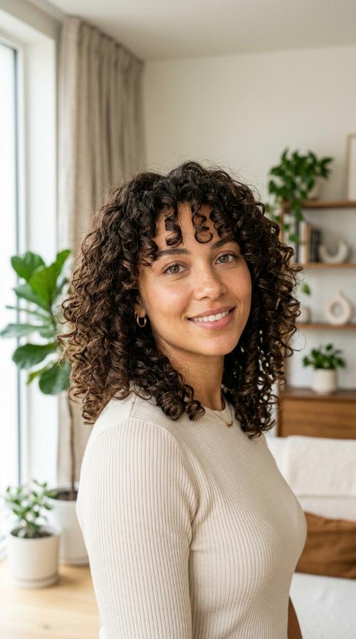 Rounded Curly Cut with Face-Framing Layers