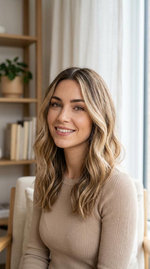 Sandy Blonde Highlights with Shadow Root