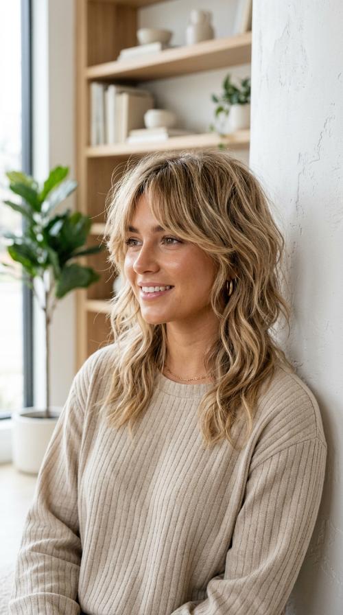 Sandy Blonde Wolf Cut