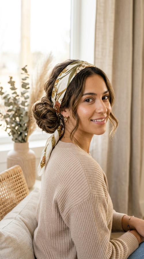 Scarf-Wrapped Bun