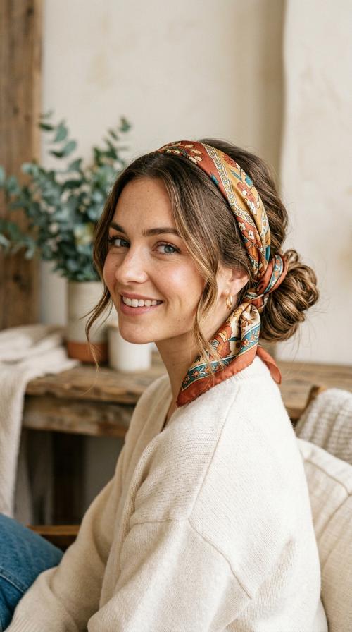 Scarf-Wrapped Bun