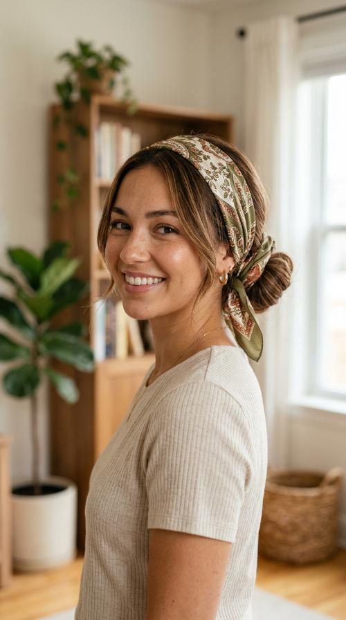 Scarf-Wrapped Bun
