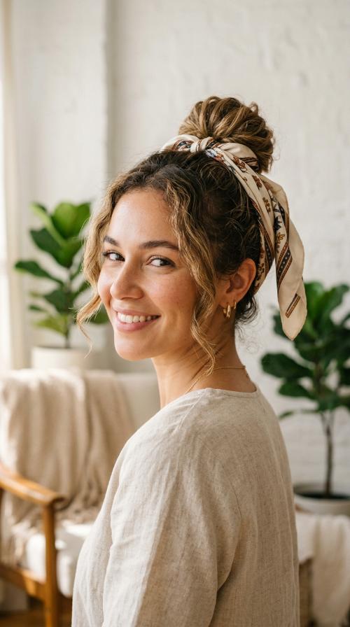 Scarf-Wrapped Bun