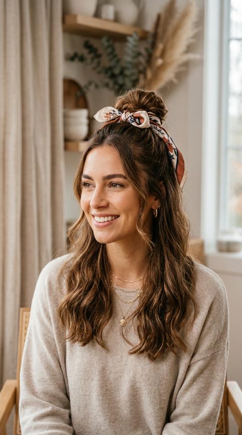 Scarf-Wrapped Bun