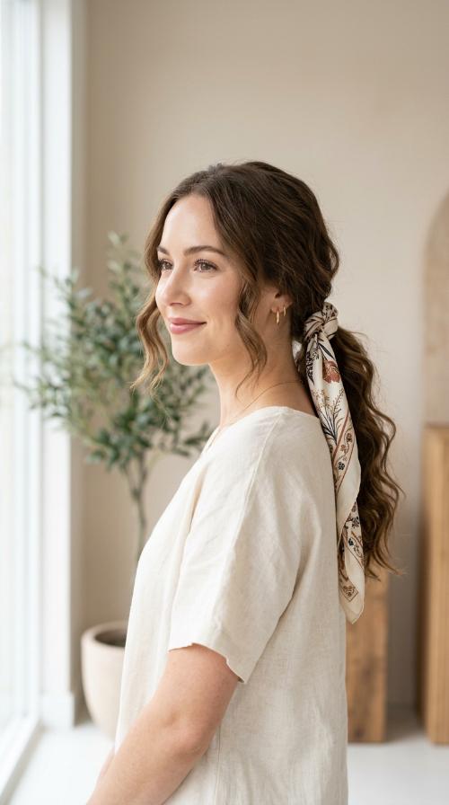 Scarf-Wrapped Low Pony