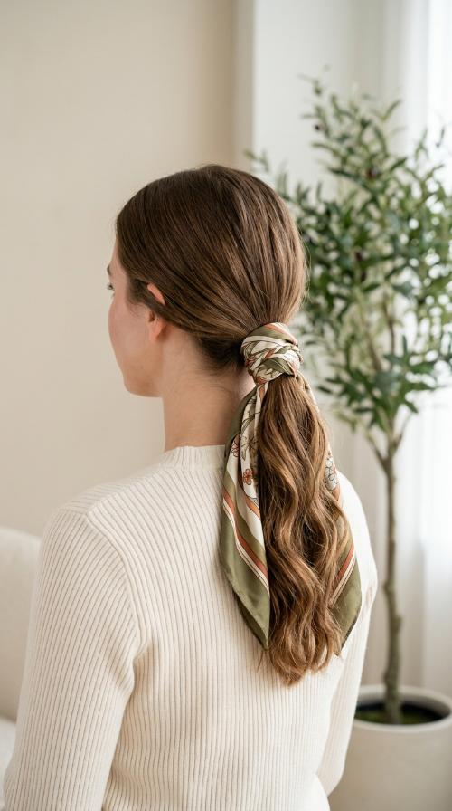 Scarf-Wrapped Low Pony