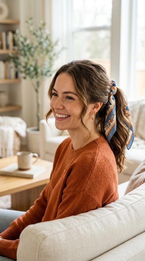 Scarf-Wrapped Ponytail