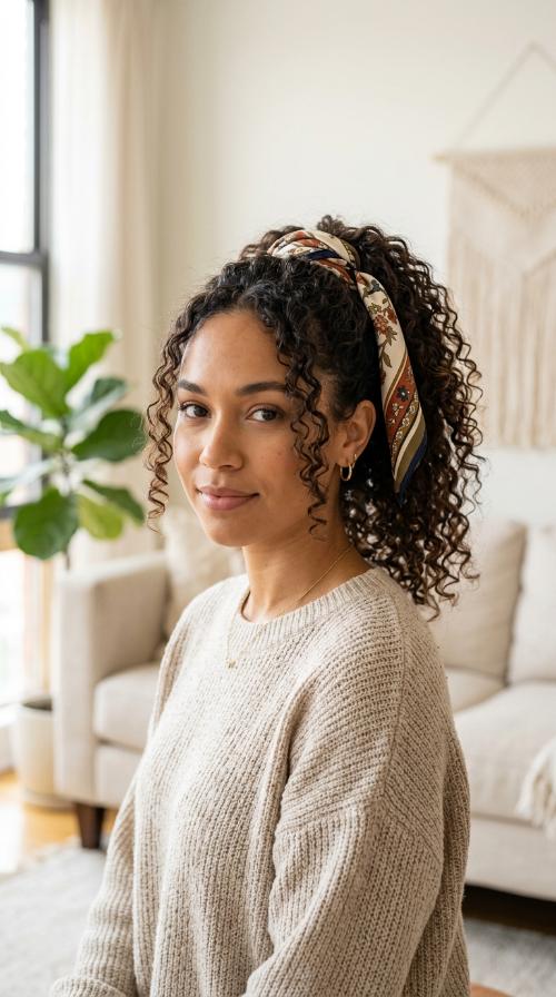 Scarf-Wrapped Ponytail