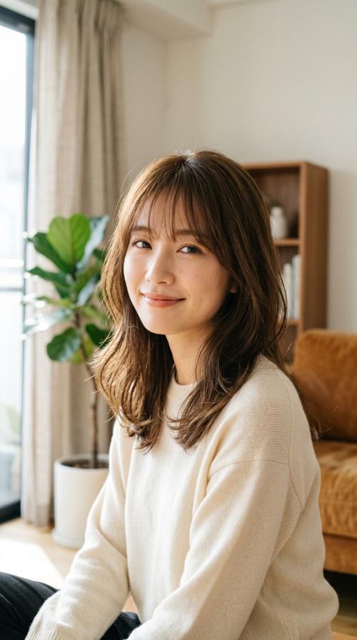 See-Through Bangs with a Soft U-Cut