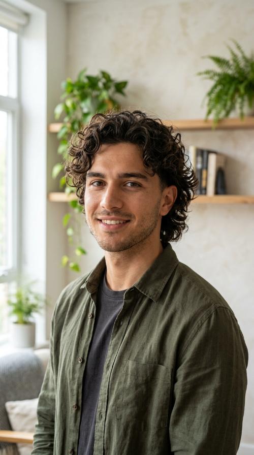 Shaggy Curls with Tapered Sides