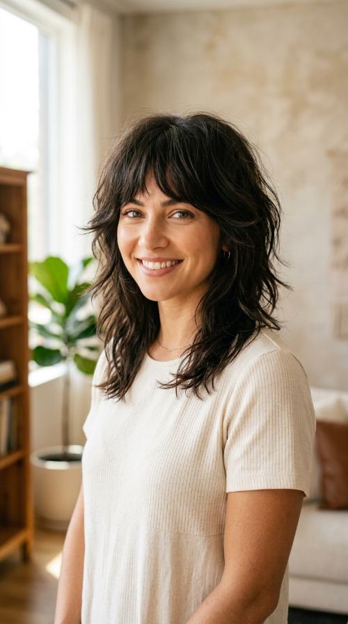 Shaggy Layered Cut with Bangs