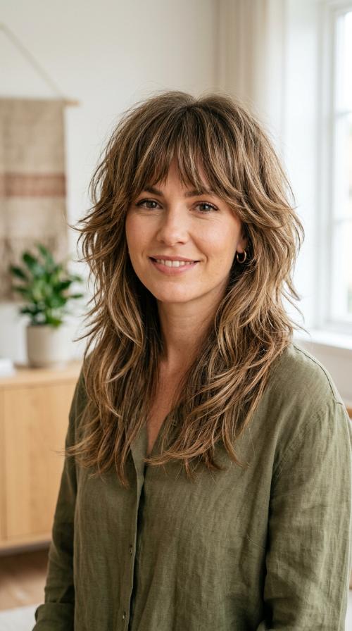 Shaggy Layers with Bangs
