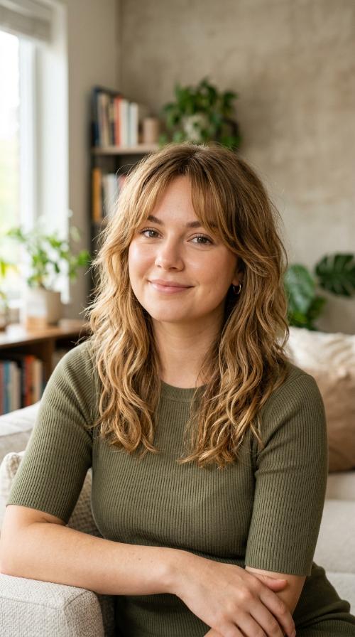 Shaggy Layers with Curtain Bangs