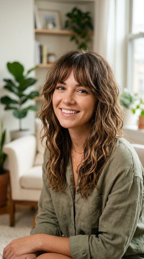 Shaggy Layers with Curtain Bangs