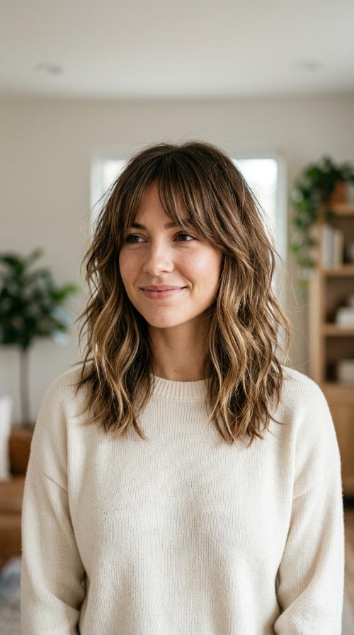 Shaggy Layers with Curtain Bangs